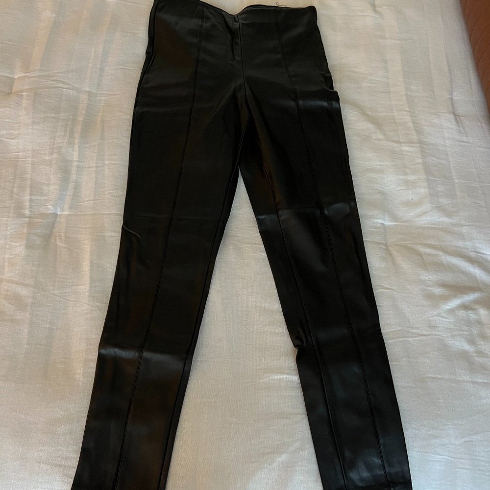 Black Leather Pants with slit detail in front